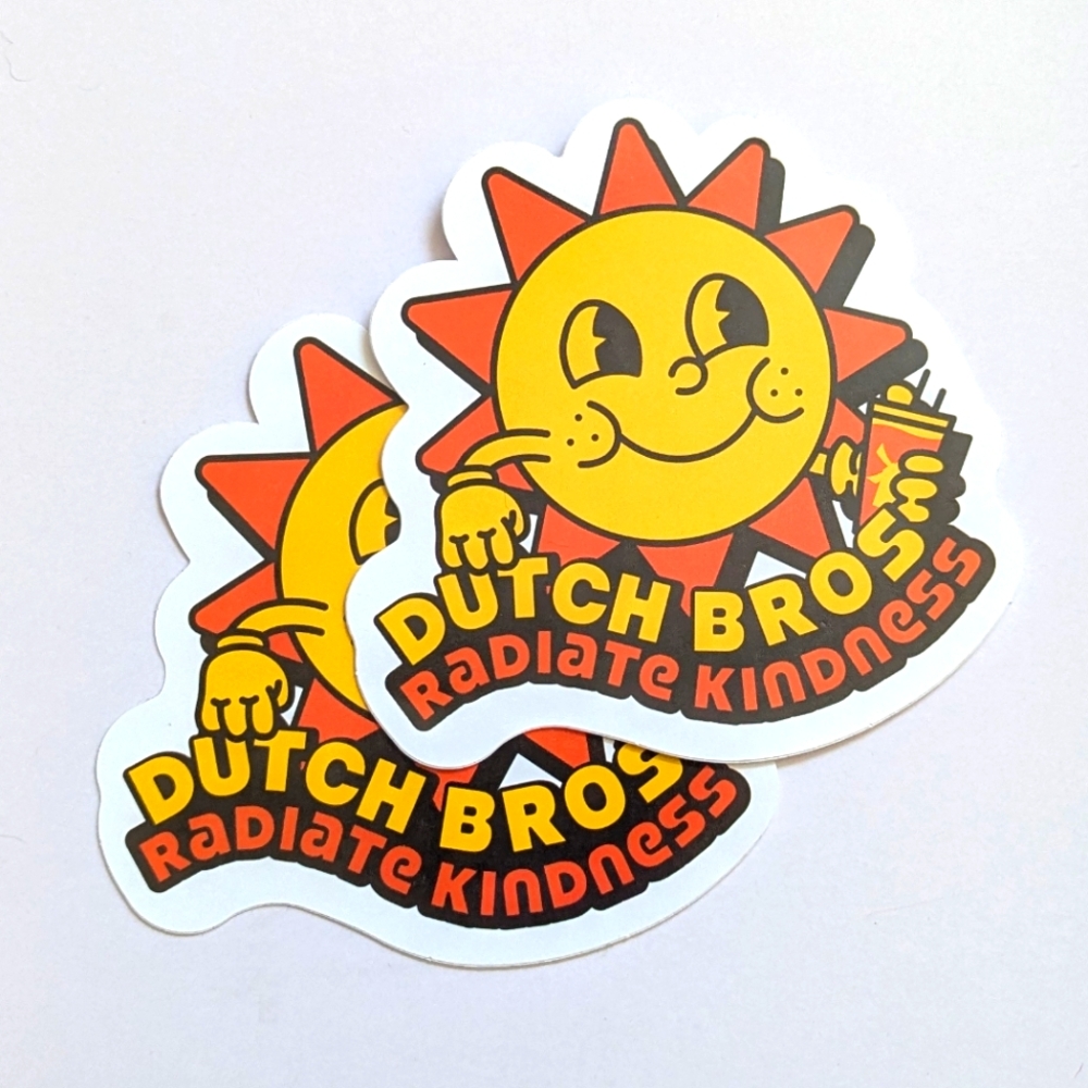 Dutch Bros Yellow and Red Sticker Design